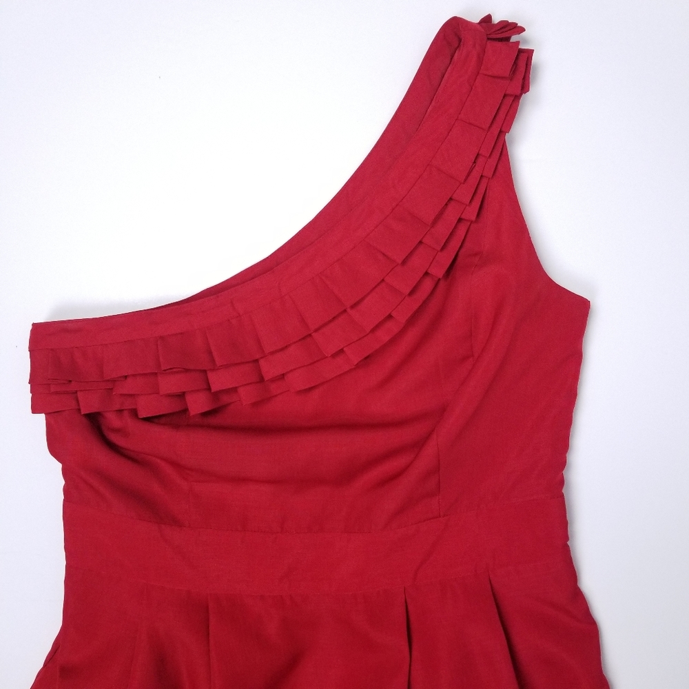 The Limited Red One Shoulder Ruffle Dress 2 - Picture 4 of 11